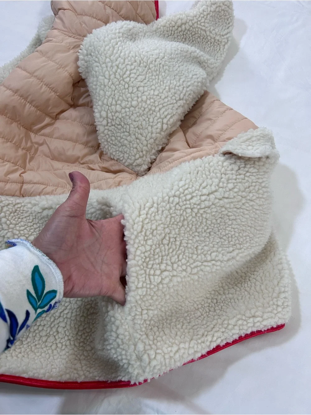 Ivory Ella Claire Mixed Media Sherpa Pullover Jacket. S - Picture 8 of 16